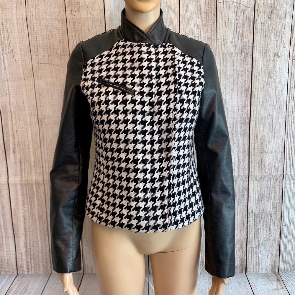 A.n.a Jacket Black and White Houndstooth SMALL